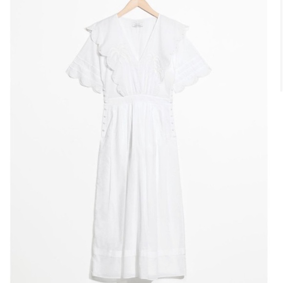 & Other Stories Palm Embroidered Scallop Dress - Picture 4 of 16